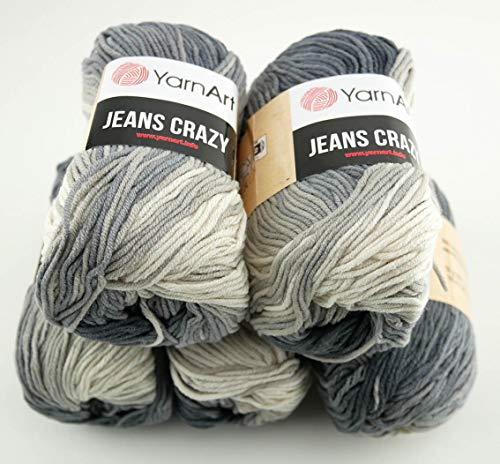 YarnArt Jeans Crazy 500g Farbverlaufswolle 55% Baumwolle 10x50g (8204)