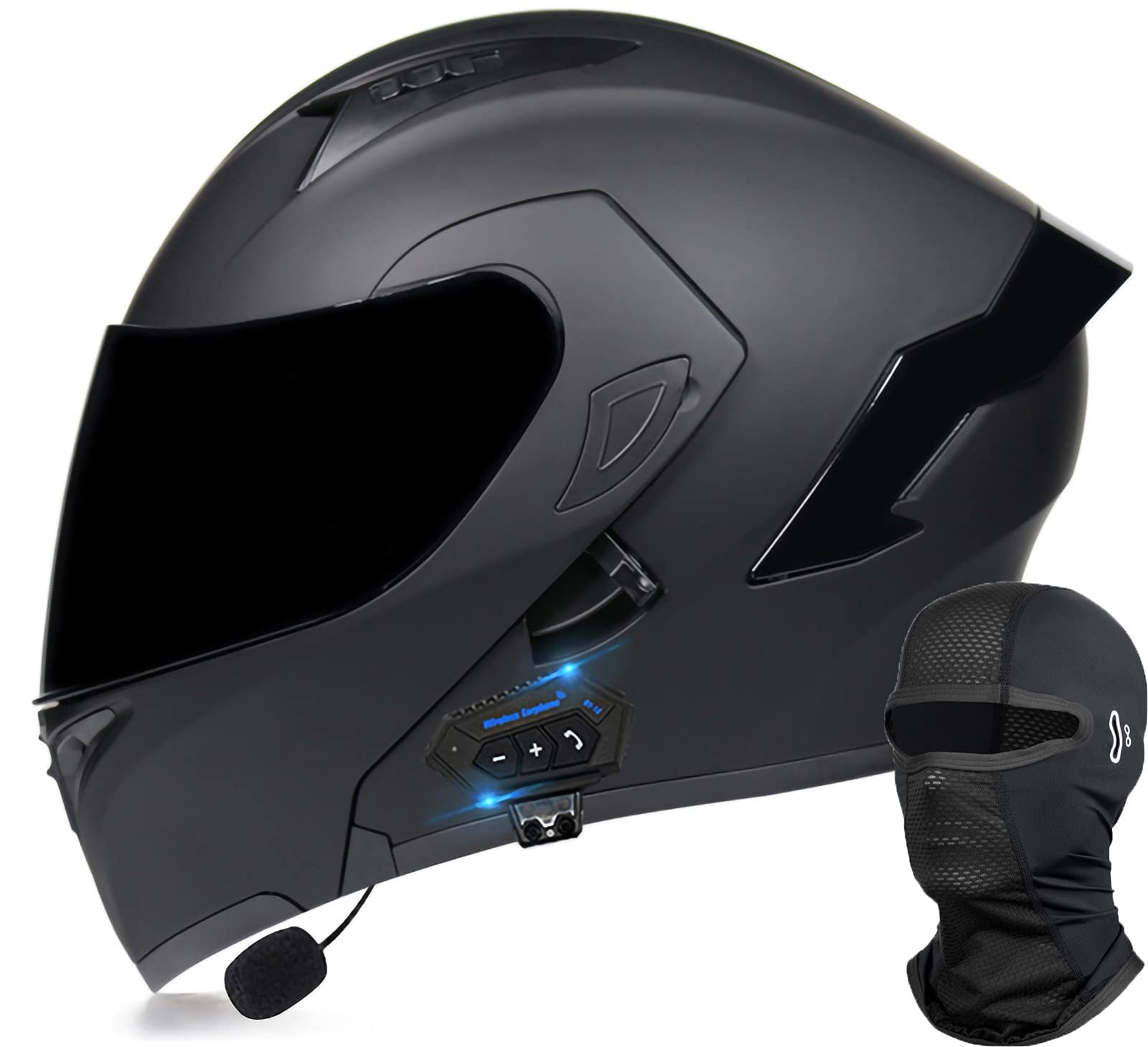 Motorradhelm Modulare Klapphelm Mit Bluetooth Integrierter Bluetooth ECE/DOT Genehmigt Motorrad Full Face Helm Rollerhelm Anti-Fog-Doppelspiegel Sturzhelm FüR Damen Herren K,L=(57-58CM)