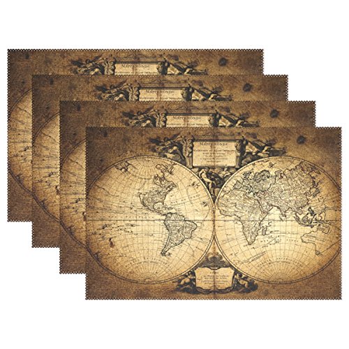 Use7 Platzdeckchen mit Weltkarte, 30,5 x 45,7 cm, Polyester, für Küche und Esszimmer, 6 Stück