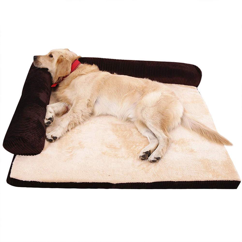 AOLI Hundebett, Nicht Durable Erleichtert Haustier Hund Katze Beruhigende Bett bequem Wear Resistant Hundebett & Sofa leicht zu reinigen Big Dog Bed Kissen Beleg, Grau, L,Kaffee,Klein