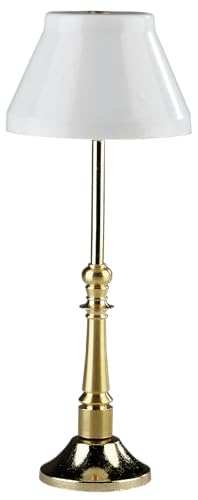FADEDA Stehlampe mit Metallfuss Kunststoffschirm, LxBxH in mm: 45x45x110. Für Krippen, Miniatur-, Hobby- und Modellbau, Puppenhauszubehör u. Modelleisenbahn.