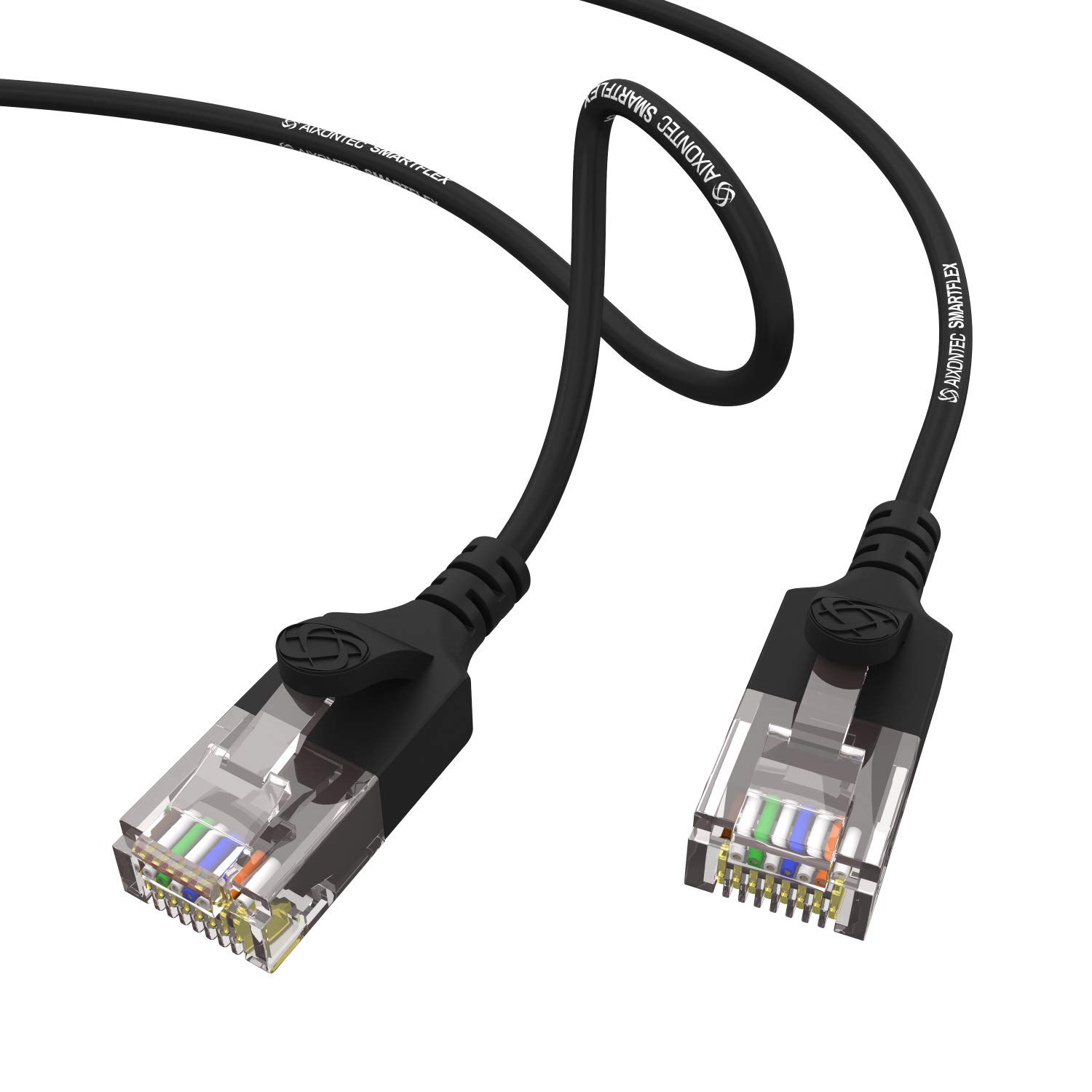 AIXONTEC 2 Stück 1,5 m Cat6 Gigabit Ethernet Netzwerkkabel Schwarz dünnes lan Kabel mit 2,8 mm Kabeldurchmesser 250 MHz für Switch Router Modem Patchpanel Access Point IP Kamera ps4 smart tv pc