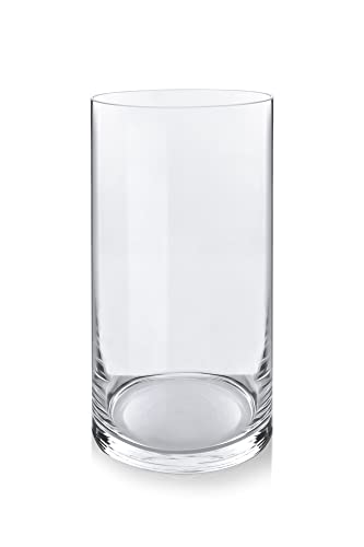 Varia Living Glas-Vase Verschiedene Größen | Gross & klein | zylindrisch | wunderschön als runde Blumenvase | Zylinder auch als Windlicht Deko mit Kerze einsetzbar | klar (H 27,5 cm/Ø 15 cm)