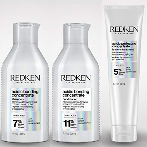 Redken Acidic Bonding Concentrate Set - Shampoo 300ml + Conditioner 300ml + Leave-In Treatment 150ml