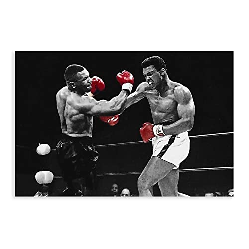 THEGIS Mike Tyson Vs Muhammad Ali Fight Leinwand-Poster, Wandkunst, Dekordruck, Bild Gemälde für Wohnzimmer, Schlafzimmer, Dekoration, ungerahmt, 60 x 90 cm
