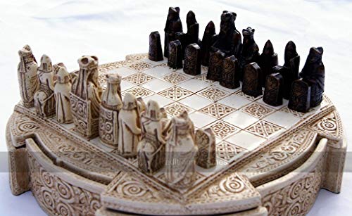 Masters Traditional Games Isle of Lewis Chess Set - Compact 9 inches Cream Cabinet