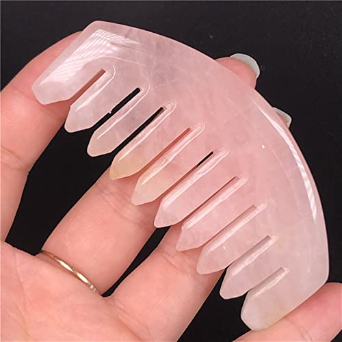 Natürlicher Kristall 1pc natürlicher Amethyst-Rosenquarz-Kristall-Kamm-breiter Zahn-Haar-Massage-Kämm-Edelstein-Geschenk-Sammlung