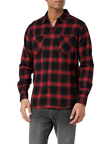 Urban Classics Herren Hemd Checked Flanell Shirt 6 Freizeithemd, Mehrfarbig (Black/Red 02374), XXXXX-Large (Herstellergröße: 5XL)