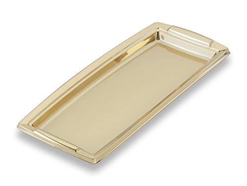 GUILLIN plc3616or Karton Servierboden festliches rechteckig mit Griffen, Kunststoff, Gold, 36 x 16,3 x 1,8 cm