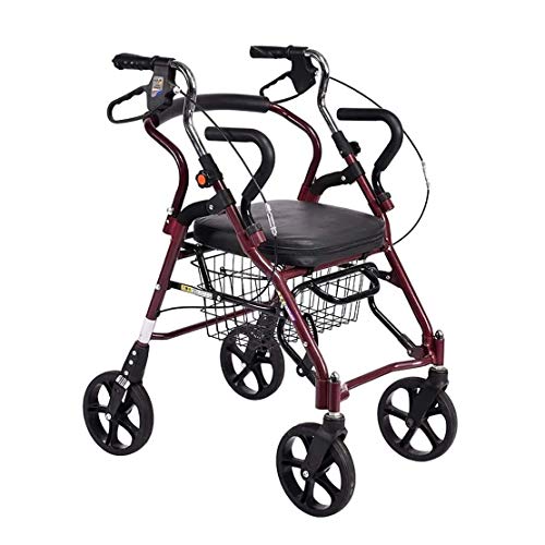 Rollator s Rollator Adjustable Rolling Walking Frame with Seat for Elderly Disabled, Limited Mobility Patients, Walking Stabilizer with Four Wheels