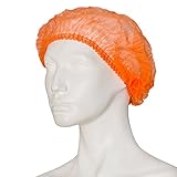 Klipphauben orange 1000 Stück Vlies-Haube Clip, Größe L, 52 cm Durchmesser, (10 x 100-er Pack) - Schwesternhaube aus Vlies -