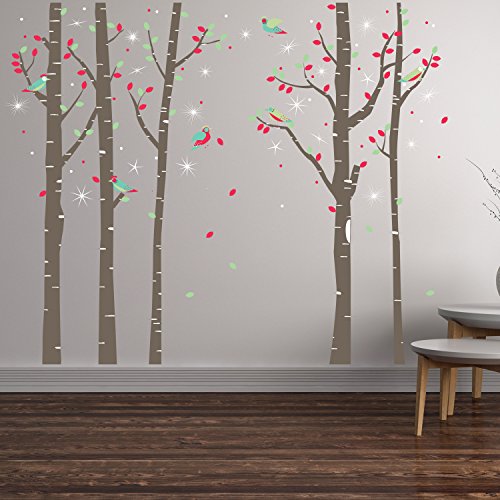 Wand Aufkleber Swarovski Kristalle & Birke Baum Wald Wandmalereien Decals Home Dekoration Wohnzimmer Kinderzimmer Restaurant Cafe Büro Dekor