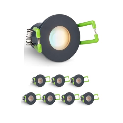 3W Mini LED Spots CCT Farbwechsel Warm-Neutral-Kalt-Weiß, Farbtemperatur einstellbar + Dimmbar über Funk & Wifi, smarthome Einbaustrahler IP65 Schutz für Innen- und Außen (Anthrazit, 8x Minispot)