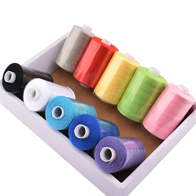 X003-A-Box 10 Spulen/Los, mehrfarbiges Polyestergarn zum Nähen und Quilten, Nähgarn, geeignet für Handarbeiten und Maschinen, 1 Stück