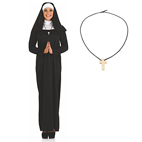 Fun Shack Schwarzes Nonnen Kostüm für Damen - M