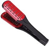 Hair Straightening Comb, Double Sided Brush, Clip Straightener, Straight Curling Comb Clip, Plate Comb, Styling Clip, Red/White-red (Color : Red)