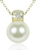 LUISIA® Filigrane Goldene Damen Halskette mit Perlen-Anhänger - 925 Silber Schmuck mit Zirkonia
