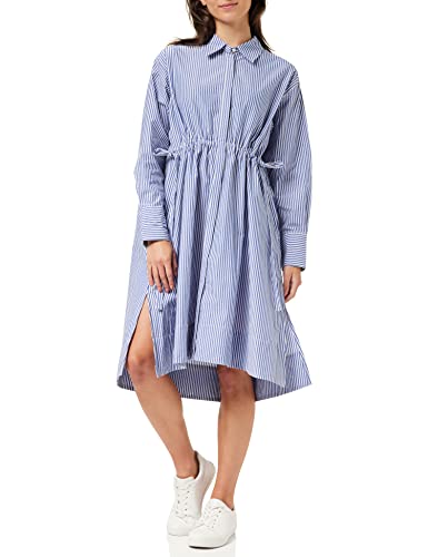 French Connection Damen Rhodes Sustainable Pop Stripe Shirtkleid Lässiges Kleid, Leinen weiß/Marine, X-Small