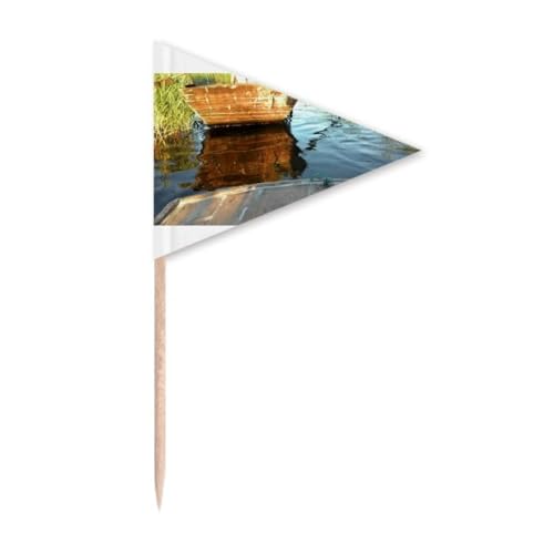 Cupcake-Topper, Motiv: Boot und Wasser, Art-Deco, modisch, Zahnstocher, Dreieck, Flagge