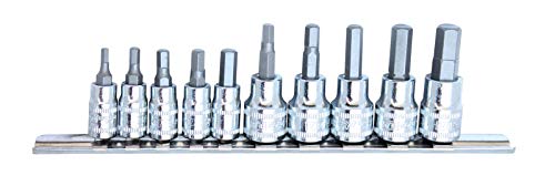 SP Tools Schraubendreher-Stecknüsse 1/4 Zoll und 3/8 Zoll 6-kant auf Schiene – 10 Stück, SP20440