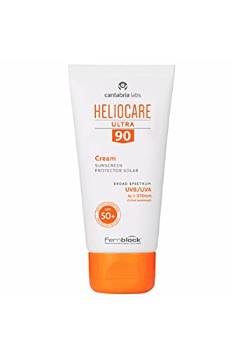 Heliocare Ultra 90 - Gesichts-Sonnencreme SPF 50+, sehr hoher Schutz, pflegt und hydratisiert, ohne weiße Rückstände, ohne Maskeneffekt, normale oder trockene Haut, 50 ml