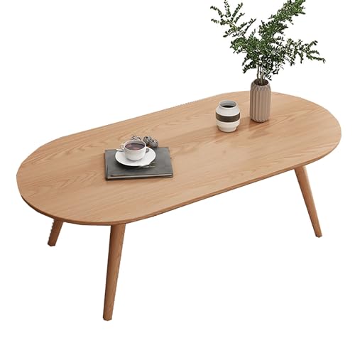 GJ Ovaler Couchtisch aus Holz/Wohnzimmertisch/Kleiner Tisch/Haushalts-Esstisch/Tische for Schlafzimmer, Büro, japanischer multifunktionaler Beistelltisch (Color : A, Size : 100x55x45cm)