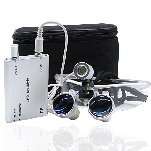 BoNew-Oral Dental Lupenbrille Kopflupe Brillenlupe 3.5x420mm Vergrößerungsglas + Headlight