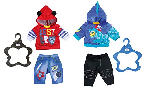BABY Born Boy Outfit 43 cm - Für Kleinkinder ab 3 Jahren - Geeignet für kleine Kinderhände - Beinhaltet ein Outfit mit Hoodie, Hose und Kleiderbügeln (sortiert)