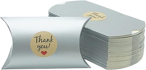 Süßigkeitenschachtel, Papier-Leckerli-Boxen, 100 Stück/Los Süßigkeitenschachtel-Kissenform mit Dankeschön-Aufkleber, Geschenkpapierverpackungsboxen, Hochzeits-Partyzubehör (Farbe: Einfarbig)