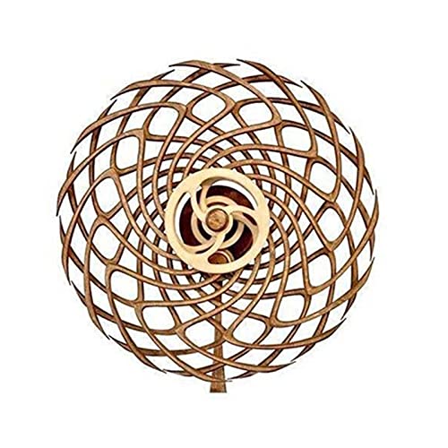 Holz-Windmühle, dekorative Ornamente, geometrische Muster, Windmühlen-Ornamente, kinetische Skulptur, 3D-rotierende kinetische Energieskulptur, Holzwindmühlen-Wandkunst Ornament