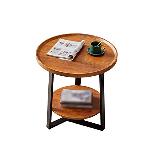 Runder Holztisch, kleine Gartentische, einfach zu montierende Holztische, Stabiler Sofa-Beistelltisch für kleine Räume, Balkon, Café (Größe: 60 x 60 x 60 cm, Farbe: C)