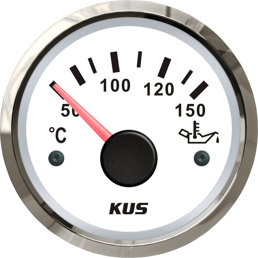 KUS Öltemperaturanzeige 50-150 ℃ Mit Hintergrundbeleuchtung 12V/24V 52MM (2") (Weiß)