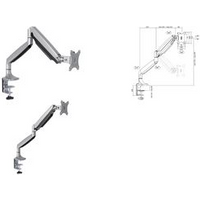 LogiLink - Tischhalterung für Monitor (adjustable arm) - Aluminium, kaltgewalzter Stahl - Bildschirmgröße: 33 - 81.3 cm (13-32)