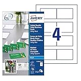Avery Quick&Clean C32058-25 Faltvisitenkarten, für Tintenstrahldrucker, 260 g/m², 85 x 54 mm, Mattweiß, 100 Karten