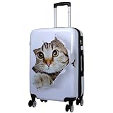 Trendyshop365 City-Koffer Hartschale mittelgroß 67 cm - Katze weiß