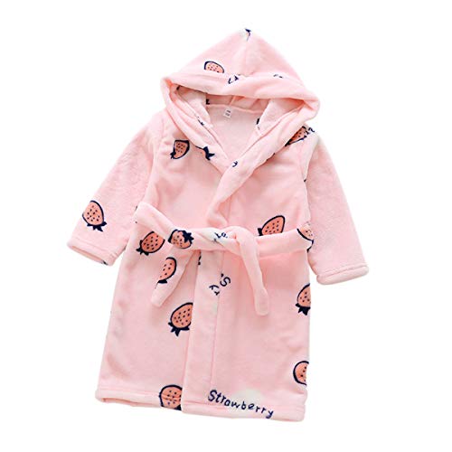DEBAIJIA Kinder Bademantel 0-14T Säugling Morgenmantel Baby Hausmantel Kleinkind Handtuch Robe Nachthemd Junge Mädchen Unisex (Rosa-130)