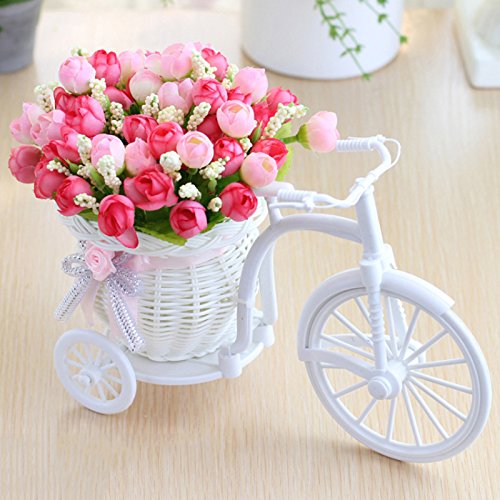Fahrrad Blumen Korb, künstliche Blume Dreirad Desktop Store Showcase Kunststoff Weiß Fahrrad Blumen Korb für künstliche Pflanzen Home Dekoration