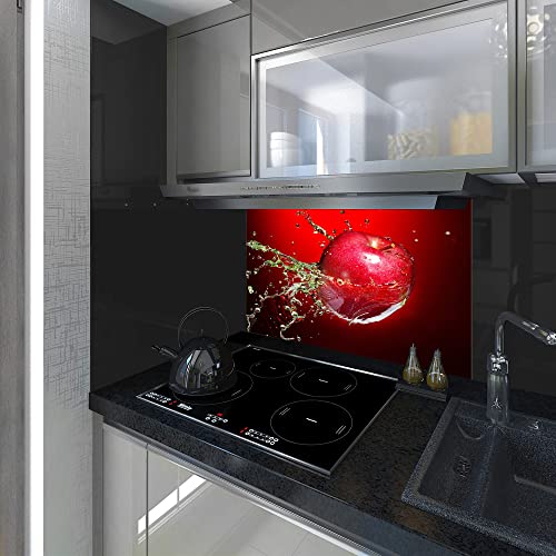 Spritzschutz, Panel Küche, gehärtetes Glas, roter Apfel, jede Größe, Va Art Glas (Breite 70 x Höhe 70 cm)
