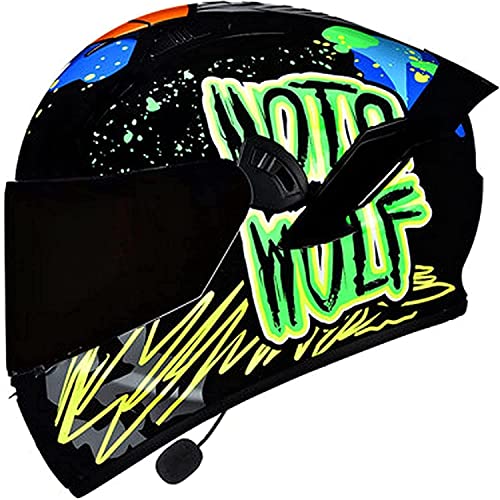 Motorradhelm Mit Bluetooth Bluetooth-Headset Helm Full Face Integralhelm ECE Genehmigt Scooter-Helm Motorradhelm Doppelvisier Mit Mikrofon Für Automatisches Beantworten