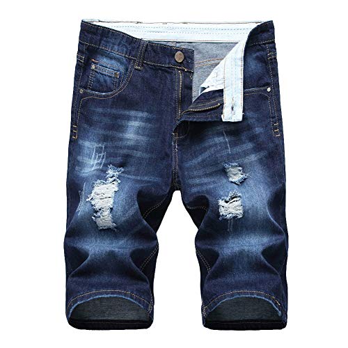 DaiHan Herren Jeans Bermuda Slim Fit Shorts Denim Destroyed Sommer Kurze Hose,006-6,34