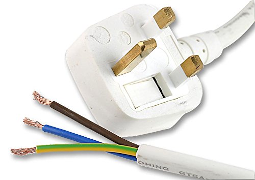 Pro Elec PE01026 13 A UK-Stecker auf 1,5 mm Kabel, abisoliert, blanke Enden, 5 m, Weiß