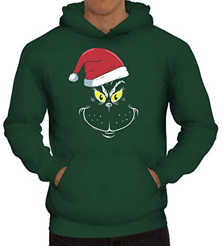 ShirtStreet Herren Hoodie Männer Kapuzenpullover Weihnachtsmuffel Face, Größe: 3XL,dunkelgrün