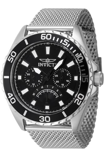 Invicta Herren Pro Diver 46 mm Edelstahl Quarzuhr Silber (Modell: 46907) Silber Fashion, Silber, Modisch