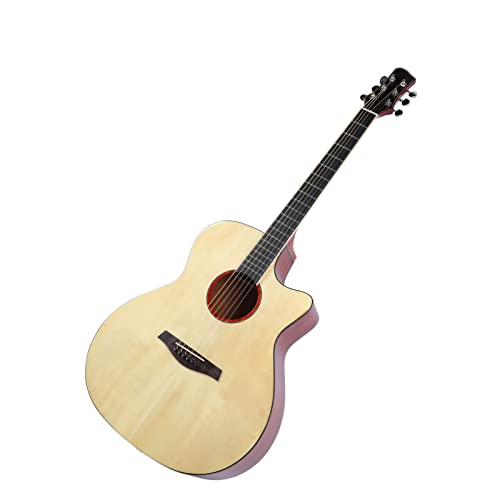 Folk-Gitarre-Anfänger-Starterpaket, indischer Palisander, verbesserter Spiegel, schöne Textur, einfach zu spielende Akustikgitarre, starke Durchschlagskraft für Anfänger(Natürliche Holzfarbe)