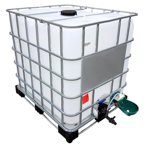 REKUBIK 1000l IBC Wassertank mit Tränkebecken auf Stahl/PE-Palette NEU
