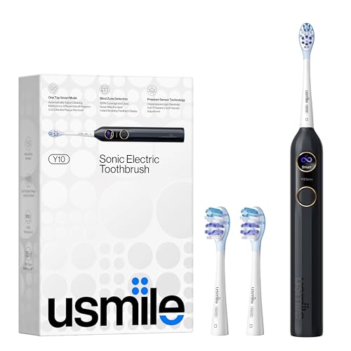 usmile Y10 Elektrische Zahnbürste mit Smart Screen, 4 Reinigungsmodi, smarte Schallzahnbürste mit Timer und Druckkontrolle, eine Ladung hält 180 Tage