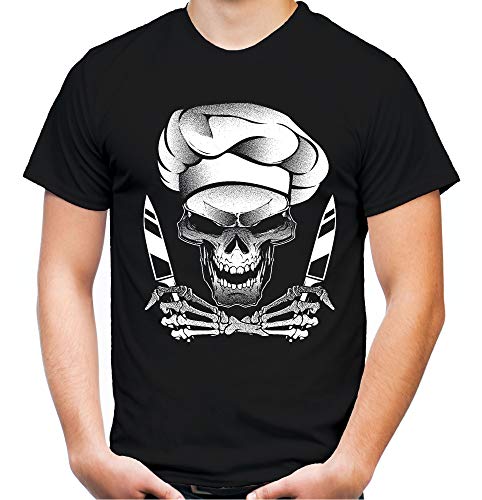 Cook Skull Männer und Herren T-Shirt | Totenkopf Koch Grillen BBQ (4XL, Schwarz)