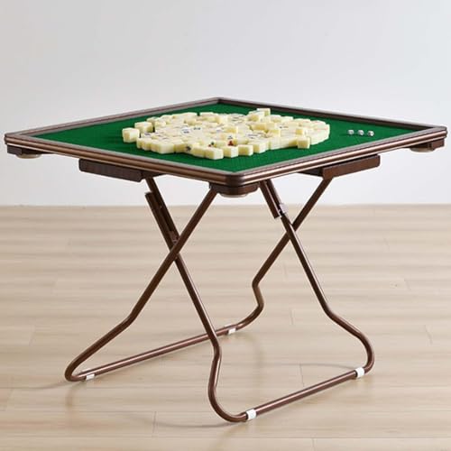 Oiyekntd Klappbarer Mahjong-Tisch, Faltbarer quadratischer 4-Spieler-Multifunktionskarten-Pokertisch mit Getränkehaltern und Chip-Tabletts zum Spielen von Mahjong und Domino