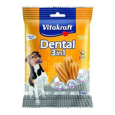 Vitakraft Dental 3in1 - Zahnpflege-Snack für Hunde von 5-10 kg - 12x 7 Sticks