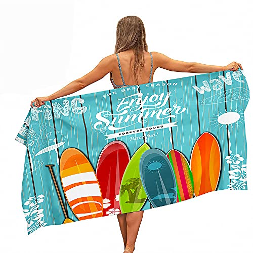 Groß Strandtücher Badetücher Wasseraufnahme Schnelltrocknend Mikrofaser XL XXL Strand Hawaii Surfbrett Thema Handtuch Kind Junge Leute Mann Decke (Farbe4,100x200cm)
